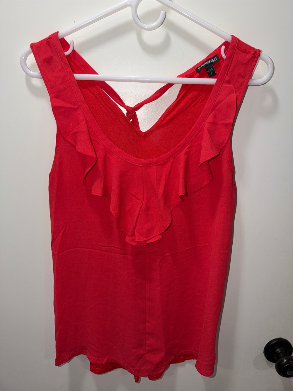 Express Bright Red Ruffle Front Camisole - Picture 3 of 9